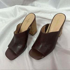 Cole Haan Brown Cork Heeled Mules, size 6 1/2B